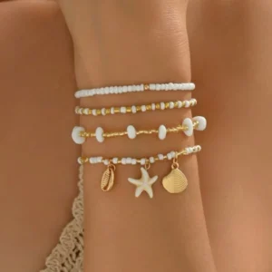 coastal charm beaded bracelet stack ✨ trendy beach jewelry aesthetic for summer 2026